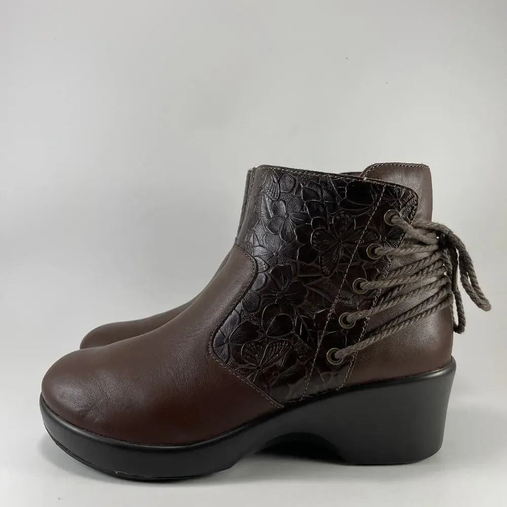 Alegria Stevee Boots Womens Size 38, US Size 8-8.5 Brown Embossed Floral STE-796 - Picture 3 of 13